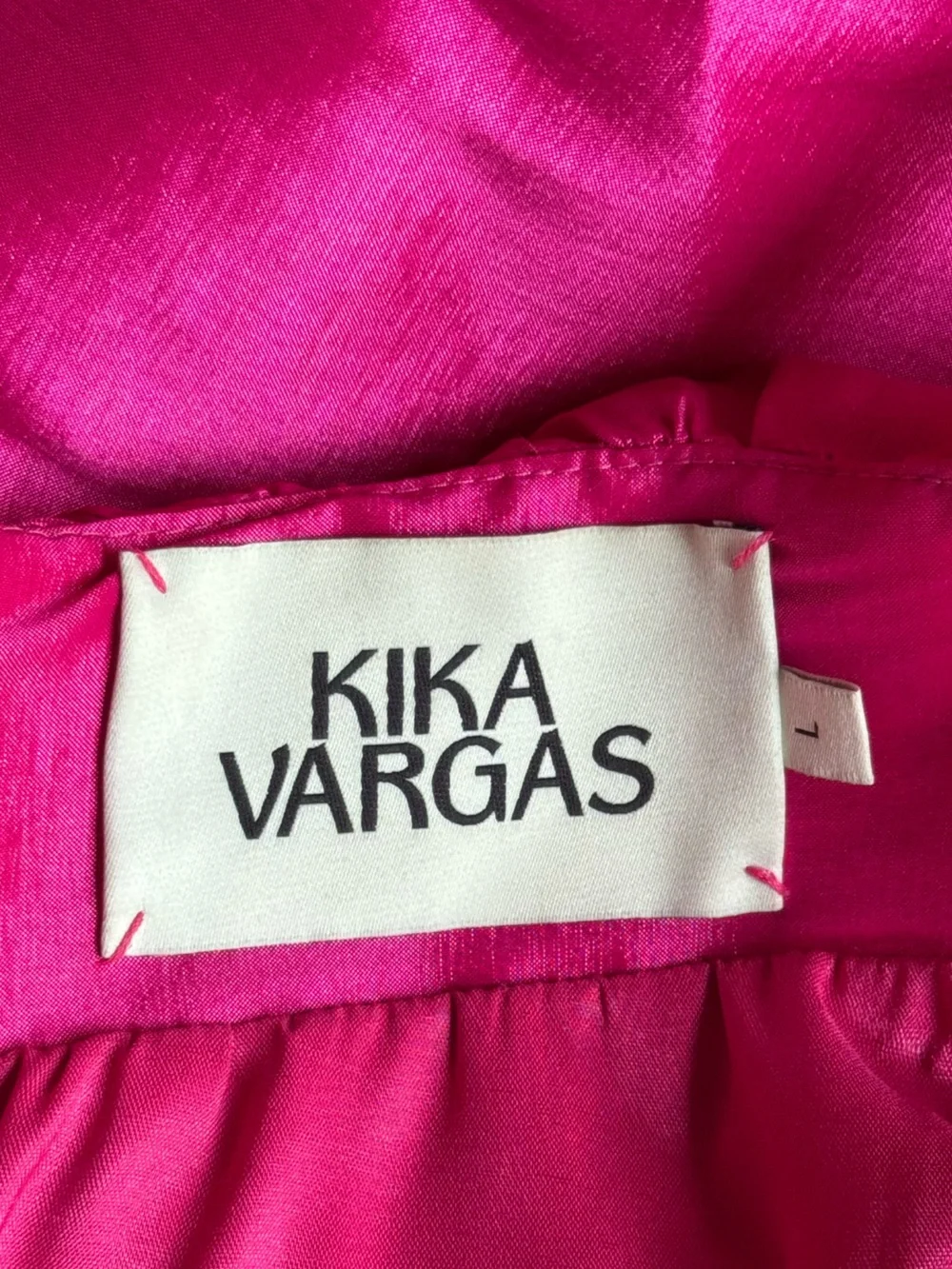 Kika Vargas - NOT TARGET Karen Dress Hot Pink Satin Mini Statement Bow Sleeves - Picture 9 of 10
